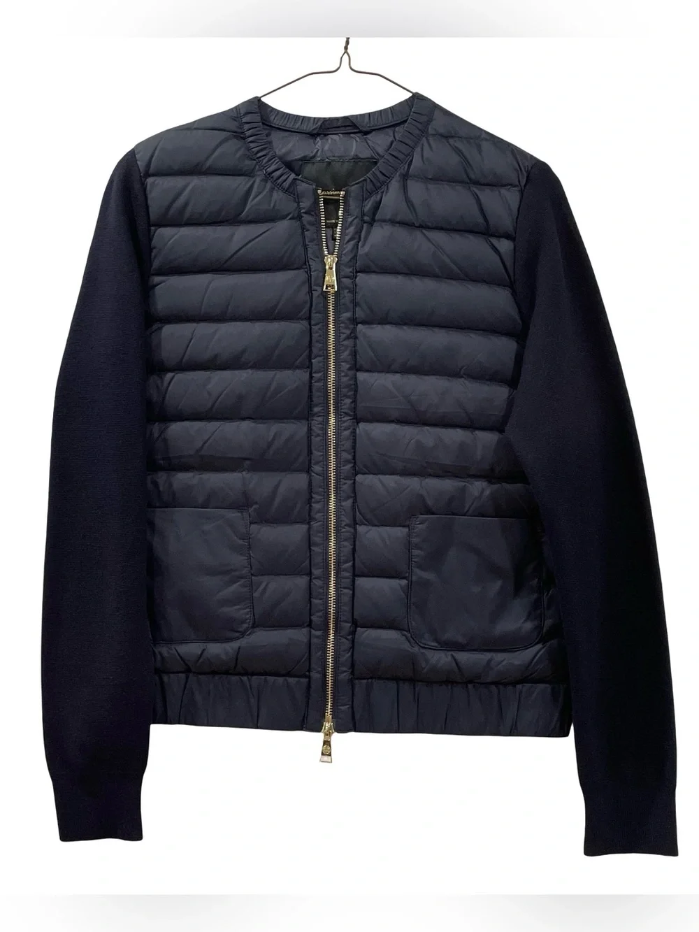 Massimo Dutti Quilted Down Navy Jacket, Size S